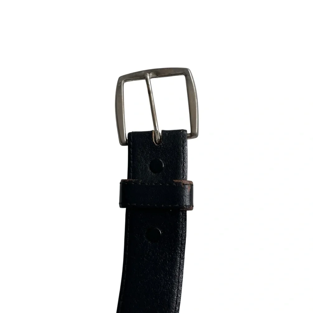 Black Leather Belt with Hidden Zipper Pocket Classic Mens Size 44